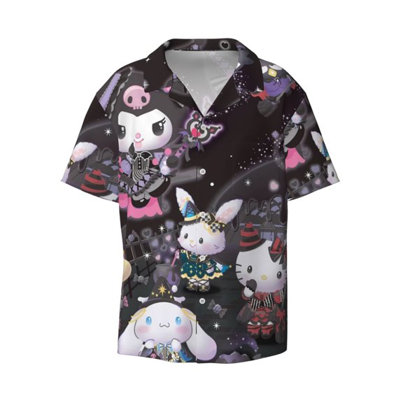 Sigee Sanrio A for Men's Casual Short Sleeve Button Down Shirts Men's Shirts Summer XX-Large