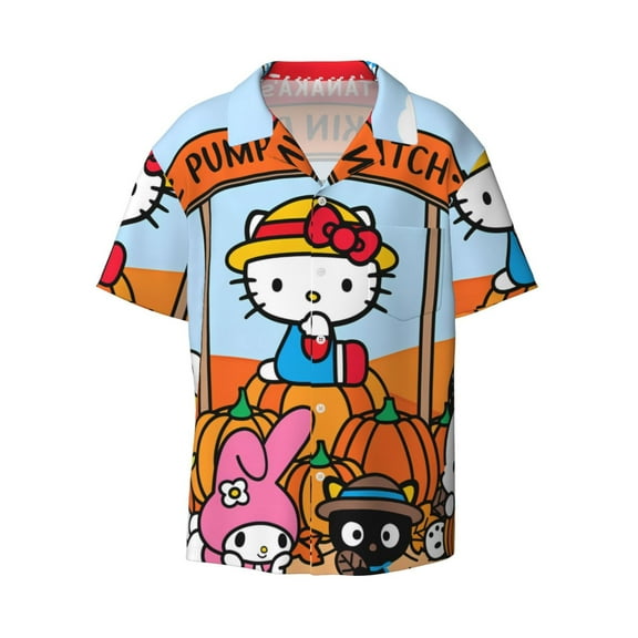 Sigee Sanrio N for Men's Casual Short Sleeve Button Down Shirts Men's Shirts Summer Small