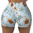 thumbnail image 1 of Sigee Sea Turtle Print Women's High Waist Workout Shorts - Squat Proof, Tummy Control, Yoga and Gym Activewear-Medium, 1 of 9