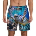 thumbnail image 1 of Sigee Sea Turtle Swims Print Mens Swim Trunks with Compression Liner Quick Dry Swim Stretch Beach Shorts with Pockets,S-3XL, 1 of 7