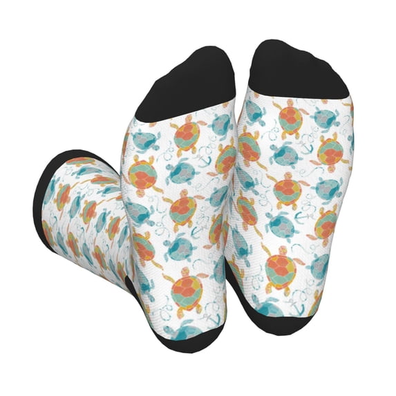 Sigee Sea Turtle for Contrast Design Crew Soft Moisture-Wicking Socks Crew Casual Athletic Stretchy Loose Socks
