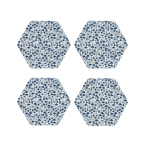 Sigee Seaside Primary Color for Water-Resistant, Heat-Resistant, Non-Slip Leather Coasters Set, Ideal for Coffee Table, Office, Bar, Home Decor-Hexagon