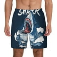 thumbnail image 1 of Sigee Shark Print Mens Swim Trunks with Compression Liner Quick Dry Swim Stretch Beach Shorts with Pockets,S-3XL, 1 of 7