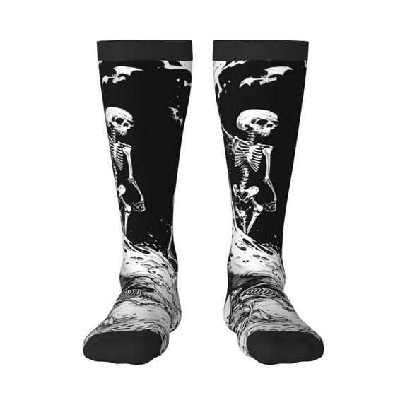 Sigee Skeleton Wave Artwork for Socks for Men Women Socks Stocking Compression Socks