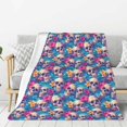 thumbnail image 1 of Sigee Skull blue leaf for Flannel Blanket - Ultra-Soft, Warm and Cozy, Perfect for Couch, Bed, or Travel-60"x50", 1 of 6