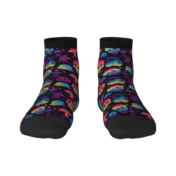 Sigee Skull mushroom colorful for Crew Soft Moisture-wicking Socks ,Cushion Moisture Wicking Boot Socks for Men and Women