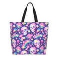 thumbnail image 1 of Sigee Skull rainbow mushroom colorful for Large Capacity Shopping Bag with Inner Pocket, Women's Shoulder Bag Handbag, 1 of 8