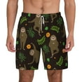 thumbnail image 1 of Sigee Sloth Doing Yoga Print Mens Swim Trunks with Compression Liner Quick Dry Swim Stretch Beach Shorts with Pockets,S-3XL, 1 of 7