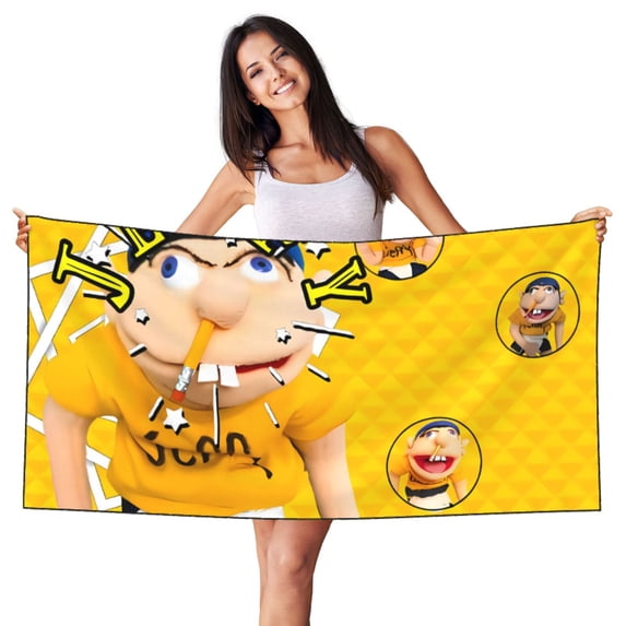 Sigee Sml Jeffy Bu Pattern Silver Fox Plush Beach Towel 27.5x55in Oversized Quick Dry Absorbent for Pool Swimming Bathroom