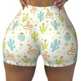 thumbnail image 1 of Sigee Snake And Cactus Print Women's High Waist Workout Shorts - Squat Proof, Tummy Control, Yoga and Gym Activewear-Small, 1 of 9