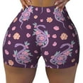 thumbnail image 1 of Sigee Snake And Flower Print Women's High Waist Workout Shorts - Squat Proof, Tummy Control, Yoga and Gym Activewear-Large, 1 of 9