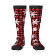 thumbnail image 1 of Sigee Snowflakes On A Buffalo Plaid for Socks for Men Women Gifts for Him Boyfriend Teenage Boys Stocking Stuffers, 1 of 6