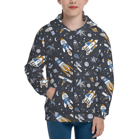 Sigee Space Cars for Teenage Zip Up Hoodies Long Sleeve Sweatshirts-Medium