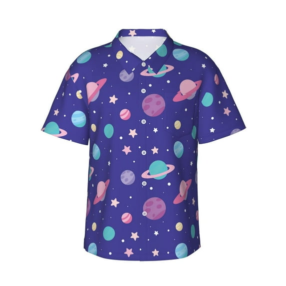 Sigee Space for Men’s Casual Beach Summer Shirts Funky Hawaiian Shirt for Men Hawaiian Shirts,3X-Large