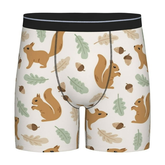 Sigee Squirrel And Leaves for Men's Boxer Briefs,Moisture Wicking and Breathable XX-Large