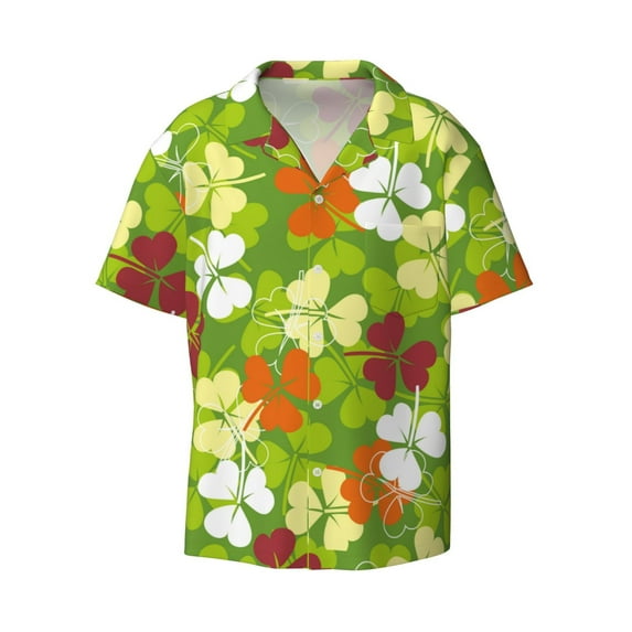 Sigee St. Patrick's Day3 Print Men's Shirts Casual Button Down Short Sleeve Summer Beach Shirt Hawaiian Vacation Shirts Tee Shirt-Medium