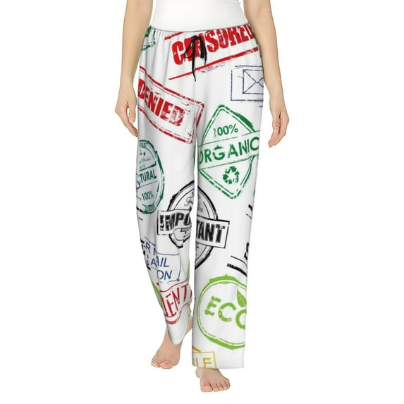 Sigee Stamp Set Collection Print Women's Soft Pajama Pants - Breathable and Comfortable Lounge Sleep Bottoms with Elastic Waistband and Pockets-Large