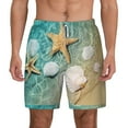 thumbnail image 1 of Sigee Starfish And Seashell Print Mens Swim Trunks with Compression Liner Quick Dry Swim Stretch Beach Shorts with Pockets,S-3XL, 1 of 7