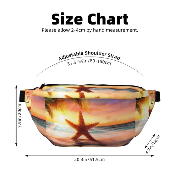 Sigee Starfish Sunset Sea Beach for Multi-functional Belt Bag for Men and Women With Adjustable Strap For Travel Running Hiking
