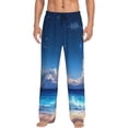 thumbnail image 1 of Sigee Starry Night Ocean View print Men's Pajama Pants Lounge Sleep Bottoms with Elastic Waistband and Pockets-X-Large, 1 of 6