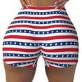 thumbnail image 1 of Sigee Stars And Stripes Print Women's High Waist Workout Shorts - Squat Proof, Tummy Control, Yoga and Gym Activewear-Large, 1 of 9
