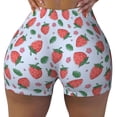 thumbnail image 1 of Sigee Strawberries Print Women's High Waist Workout Shorts - Squat Proof, Tummy Control, Yoga and Gym Activewear-Small, 1 of 9
