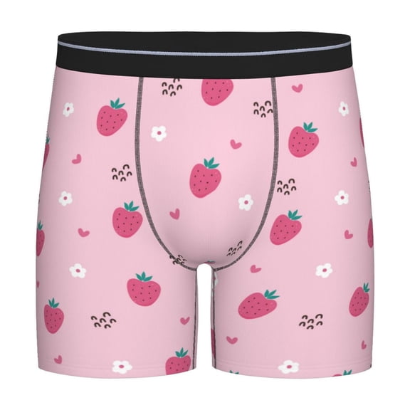 Sigee Strawberries for Men's Boxer Briefs,Moisture Wicking and Breathable Medium