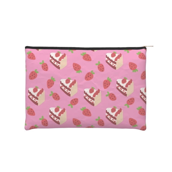 Sigee Strawberry Cake for Multipurpose Zipper Pouch Paper Reusable Cosmetic bag for Purse Water Resistant Gift