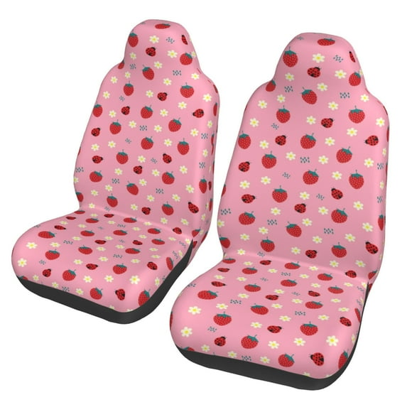 Sigee Strawberry and Ladybugs for Universal Car Seat Covers, Premium Car Seat Protector Set for Cars, SUVs, Trucks