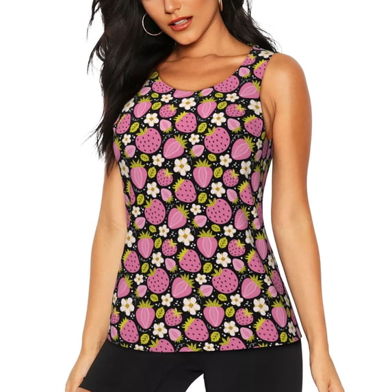 Sigee Strawberry for Women's Workout Tank Top,Running Tank Tops,Sleeveless Gym ClothesXX-Large