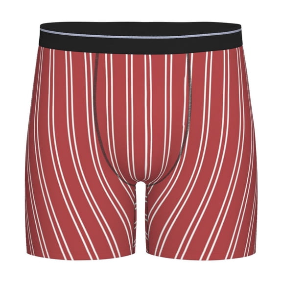 Sigee Stripes Red White for Men's Boxer Briefs,Moisture Wicking and Breathable Large