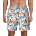thumbnail image 1 of Sigee Summer Stamp Print Mens Swim Trunks with Compression Liner Quick Dry Swim Stretch Beach Shorts with Pockets,S-3XL, 1 of 7