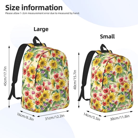 Sigee Sunflower Cornflower Poppy for Canvas Large Capacity Laptop Backpack for Men and Women, Travel Backpack