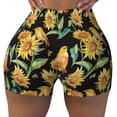 thumbnail image 1 of Sigee Sunflowers And Bird Print Women's High Waist Workout Shorts - Squat Proof, Tummy Control, Yoga and Gym Activewear-XX-Large, 1 of 9