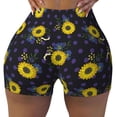 thumbnail image 1 of Sigee Sunflowers Print Women's High Waist Workout Shorts - Squat Proof, Tummy Control, Yoga and Gym Activewear-Medium, 1 of 9
