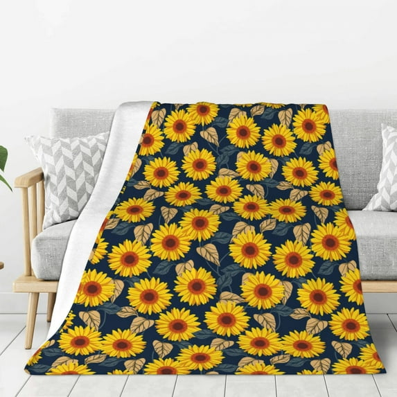 Sigee Sunflowers for Flannel Blanket - Ultra-Soft, Warm and Cozy, Perfect for Couch, Bed, or Travel-50"x40"
