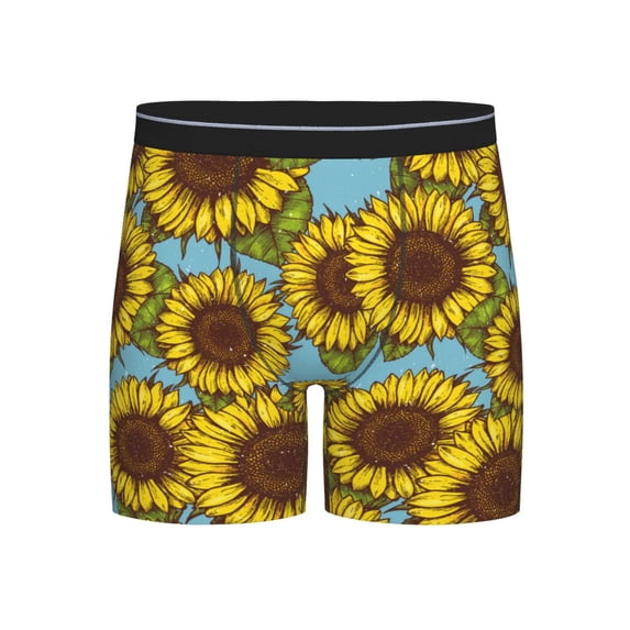 Sigee Sunflowers for Men's Boxer Briefs,Moisture Wicking and Breathable Medium