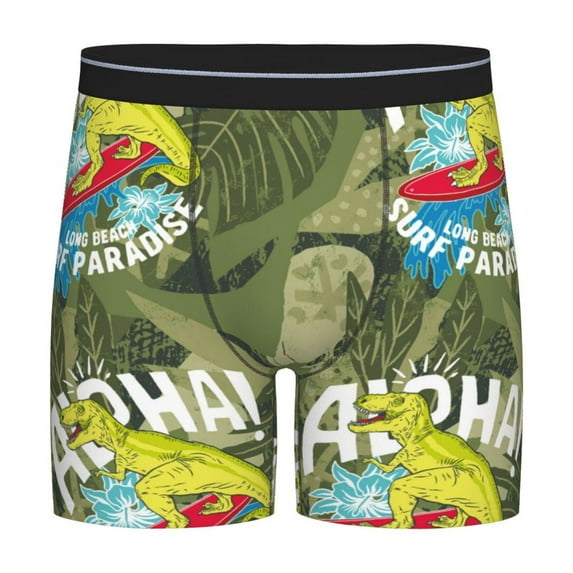 Sigee Surfing Dinosaur for Men's Boxer Briefs,Moisture Wicking and Breathable Small