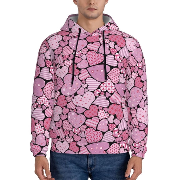 Sigee Sweet Heart for Men's Pullover Hoodie Sweatshirts Adult Casual Long Sleeve Sweatshirts ,Sizes S-4XL-3X-Large