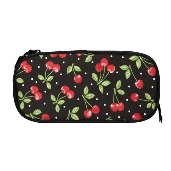 Sigee Sweet Red Cherry for Portable Pencil Pouch with Zipper for Students, Artists, and Office Use