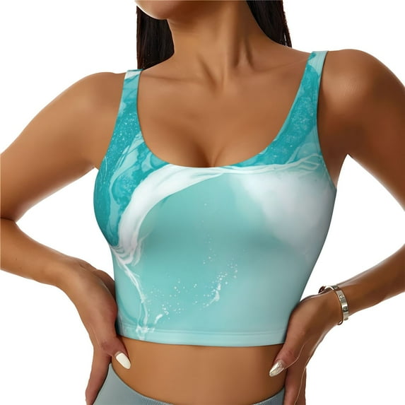 Sigee Teal Turquoise 1 for Womens' Sports Vest with Performance Stretch and Quick Dry Fabric, High Elasticity Running Bra Workout Crop Tank Tops-Small