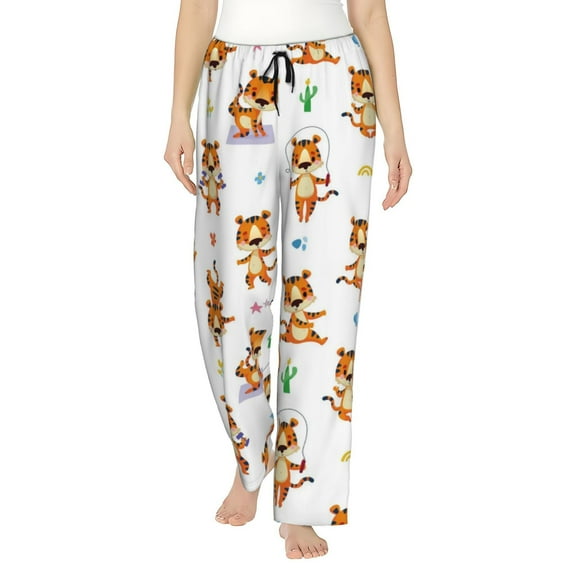Sigee Tigers go in for Sports Print Women's Soft Pajama Pants - Breathable and Comfortable Lounge Sleep Bottoms with Elastic Waistband and Pockets-Large