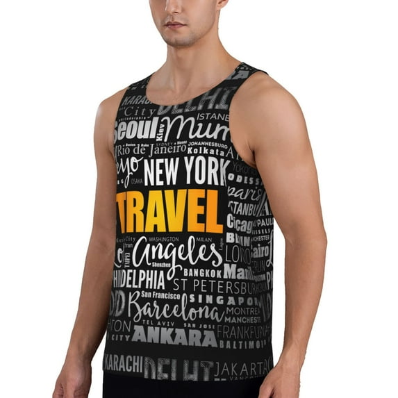 Sigee Travel for Men's Workout Tank Top, Athletic Gym Sleeveless Shirt - Quick Dry, Lightweight, Breathable Large