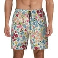 thumbnail image 1 of Sigee Trendy Floral Design Print Mens Swim Trunks with Compression Liner Quick Dry Swim Stretch Beach Shorts with Pockets,S-3XL, 1 of 7