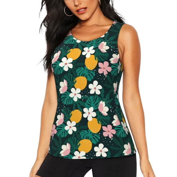 Sigee Tropical Fruit for Women's Workout Tank Top,Running Tank Tops,Sleeveless Gym ClothesSmall