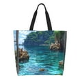 thumbnail image 1 of Sigee Tropical Paradise Window View for Large Capacity Shopping Bag with Inner Pocket, Women's Shoulder Bag Handbag, 1 of 8