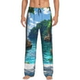 thumbnail image 1 of Sigee Tropical Paradise Window View print Men's Pajama Pants Lounge Sleep Bottoms with Elastic Waistband and Pockets-Large, 1 of 6
