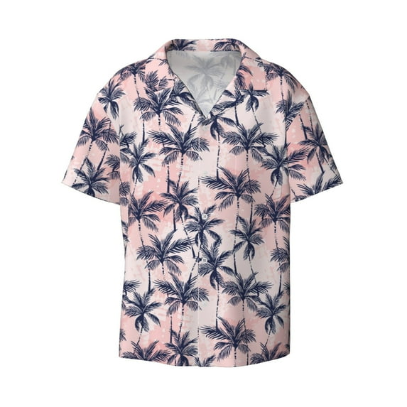 Sigee Tropics Palm Trees Print Men's Shirts Casual Button Down Short Sleeve Summer Beach Shirt Hawaiian Vacation Shirts Tee Shirt-Small