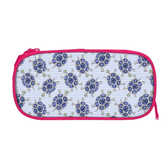 Sigee Turtle with Blue Stones for Portable Pencil Pouch with Zipper for Students, Artists, and Office Use