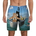 thumbnail image 1 of Sigee Two Brave Cats Are Floating On The Sea Iceberg Print Mens Swim Trunks with Compression Liner Quick Dry Swim Stretch Beach Shorts with Pockets,S-3XL, 1 of 7